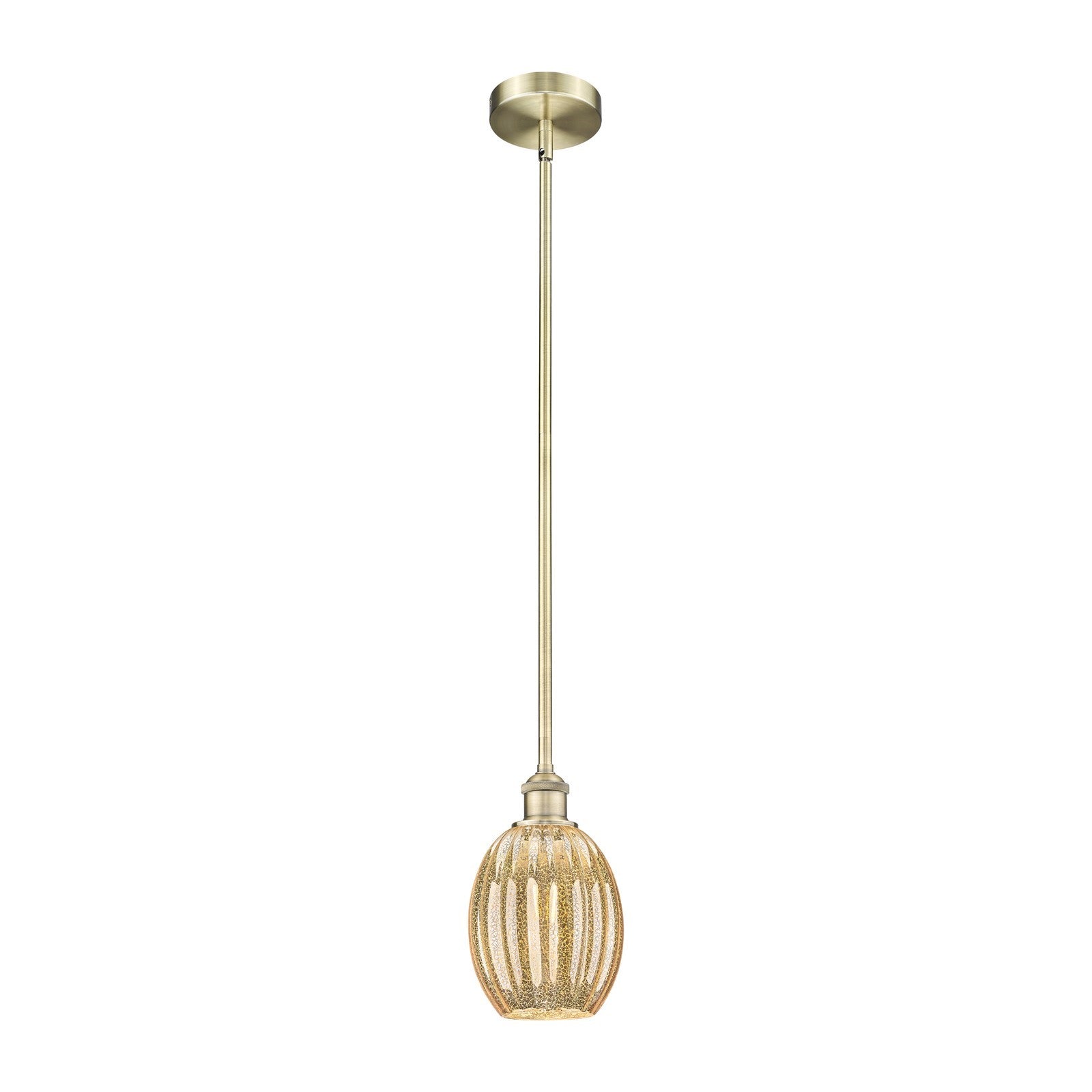 Innovations Preston Bulb 6in 1-Light Mini Pendant | Industrial Antique Brass Steel and Mercury Glass | Kitchen Island & Dining | Model 616-1S-AB-G459-6ME