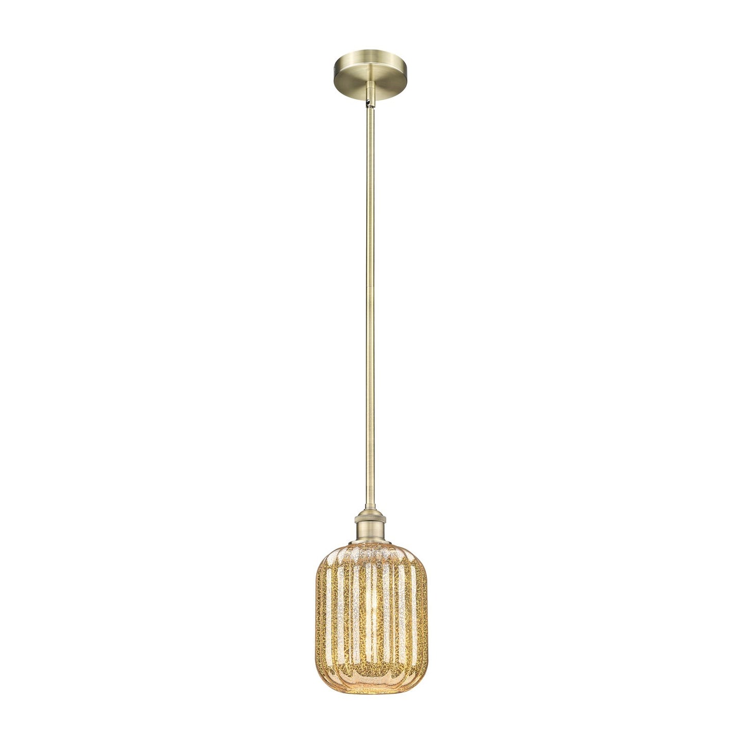 Innovations Preston Cylinder 7in 1-Light Mini Pendant | Industrial Antique Brass and Mercury Glass | Kitchen Island & Dining | Model 616-1S-AB-G460-7ME