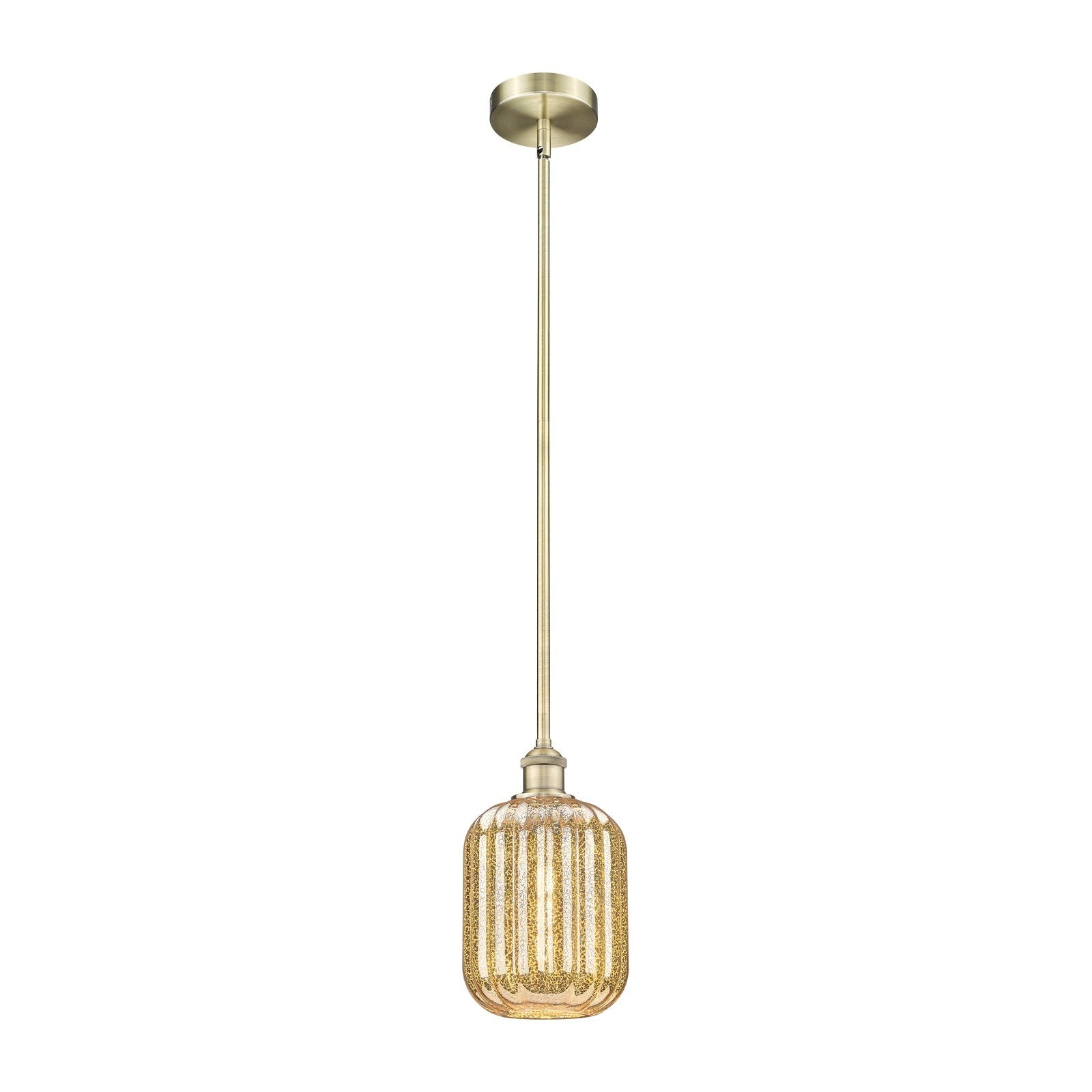Innovations Preston Cylinder 7in 1-Light Mini Pendant | Industrial Antique Brass and Mercury Glass | Kitchen Island & Dining | Model 616-1S-AB-G460-7ME