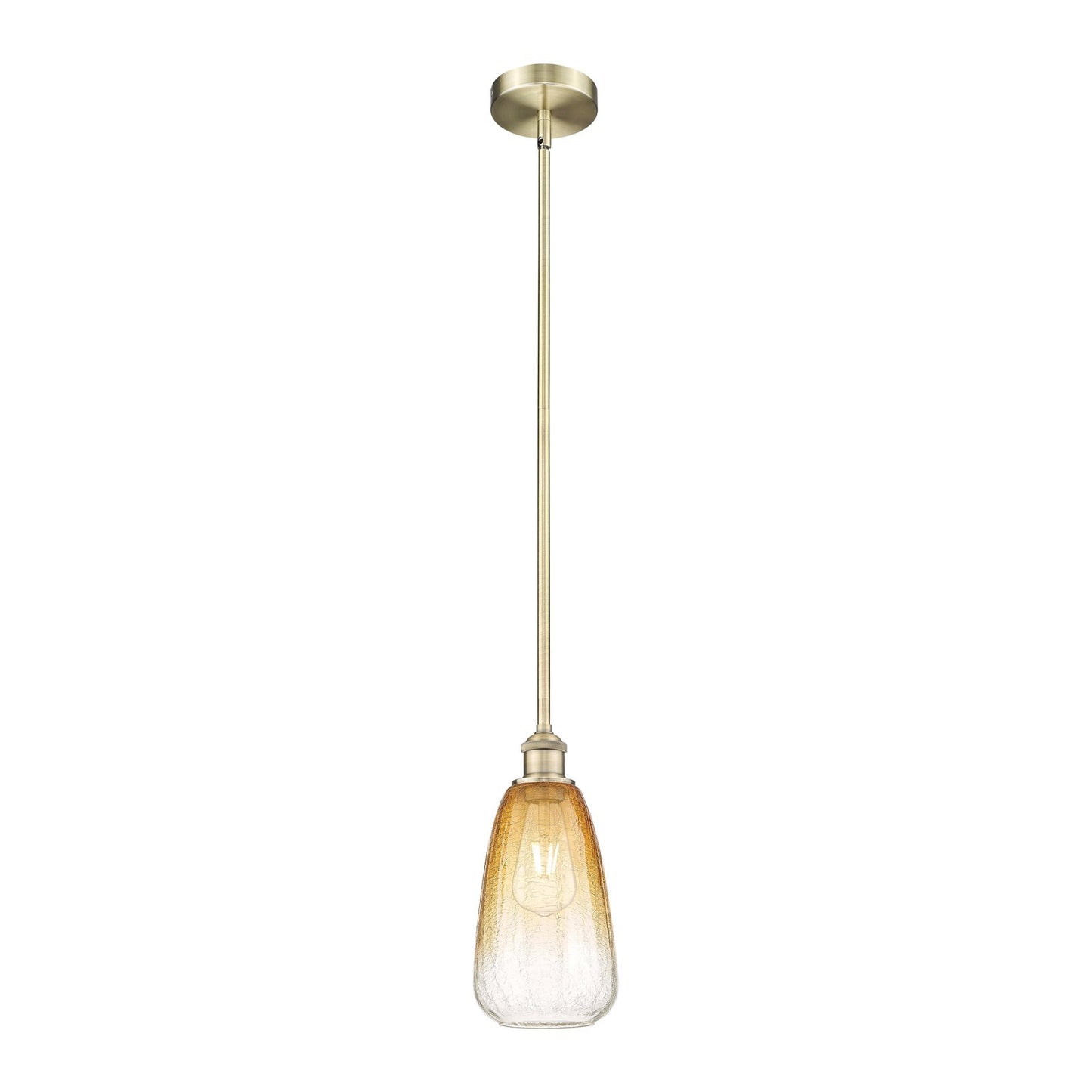 Innovations Brookhaven Almond 6in 1-Light Mini Pendant | Industrial Antique Brass Steel and Amber Glass | Kitchen Island & | Model 616-1S-AB-G480-6AM