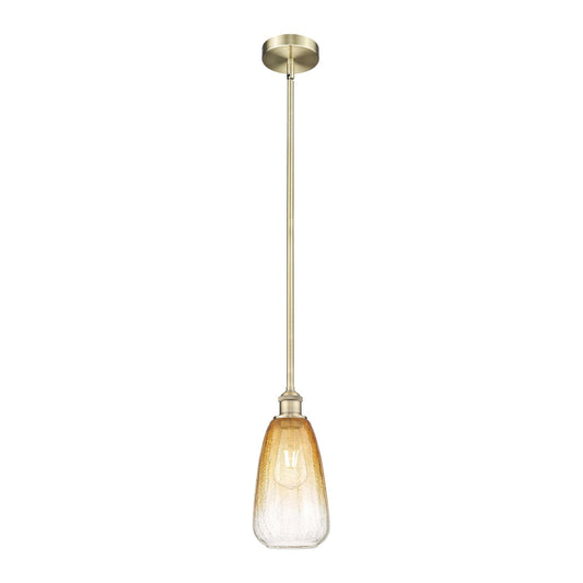 Innovations Brookhaven Almond 6in 1-Light Mini Pendant | Industrial Antique Brass Steel and Amber Glass | Kitchen Island & | Model 616-1S-AB-G480-6AM