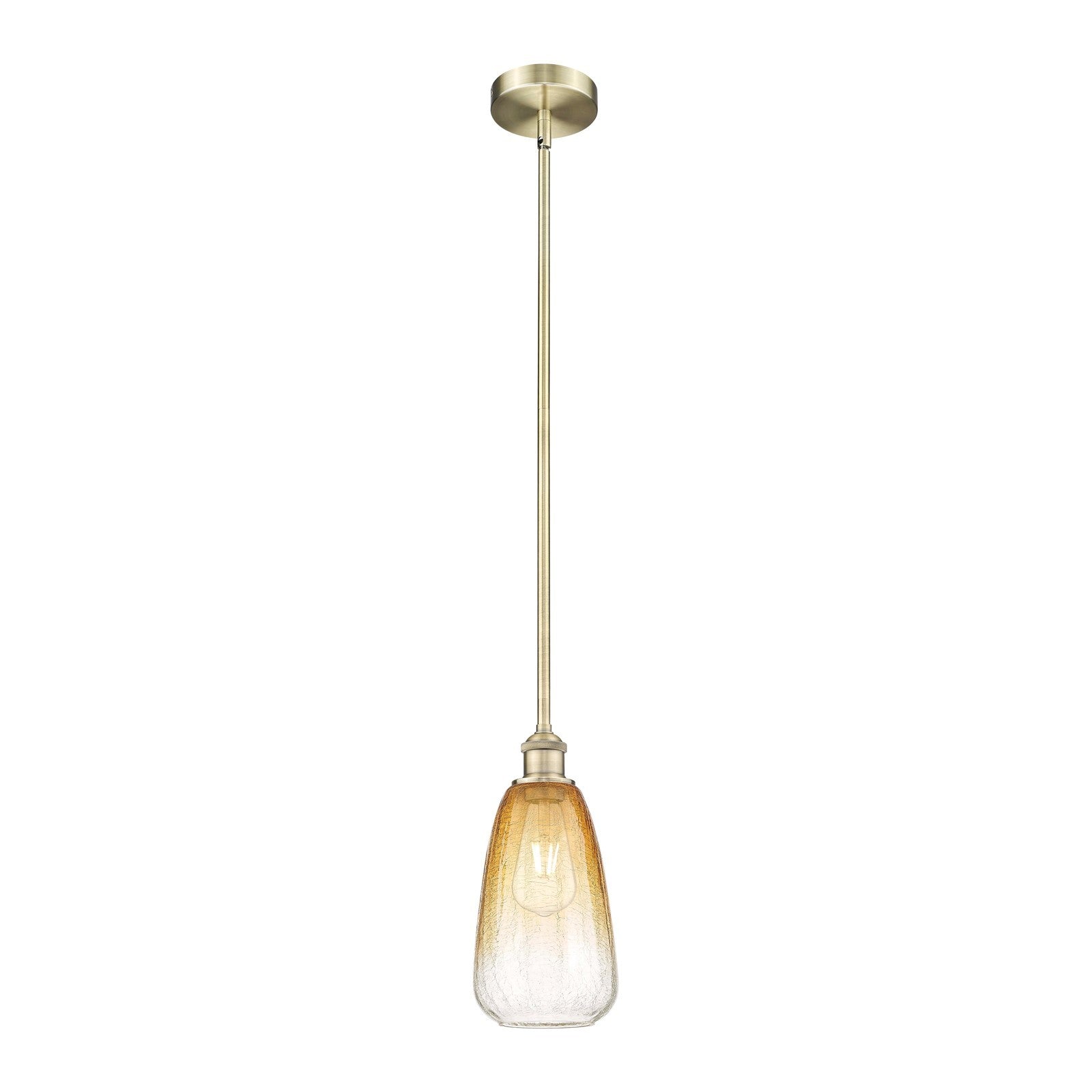 Innovations Brookhaven Almond 6in 1-Light Mini Pendant | Industrial Antique Brass Steel and Amber Glass | Kitchen Island & | Model 616-1S-AB-G480-6AM