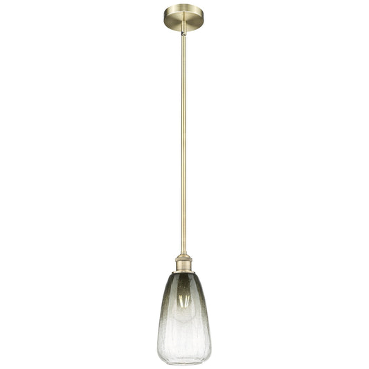 Innovations Brookhaven Almond 6in 1-Light Mini Pendant | Industrial Antique Brass and Slate Glass | Kitchen Island & Dining | Model 616-1S-AB-G480-6SL