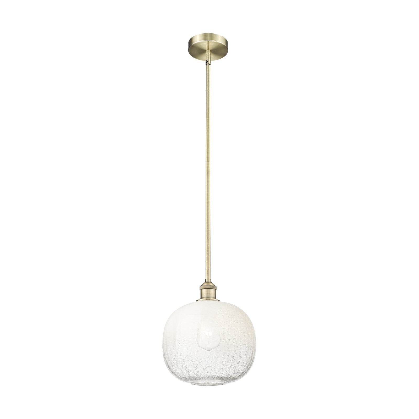 Innovations Brookhaven Sphere 11in 1-Light Mini Pendant | Industrial Antique Brass Steel and Opal Glass | Kitchen Island & | Model 616-1S-AB-G481-10OP