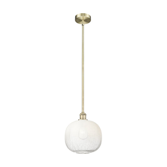 Innovations Brookhaven Sphere 11in 1-Light Mini Pendant | Industrial Antique Brass Steel and Opal Glass | Kitchen Island & | Model 616-1S-AB-G481-10OP