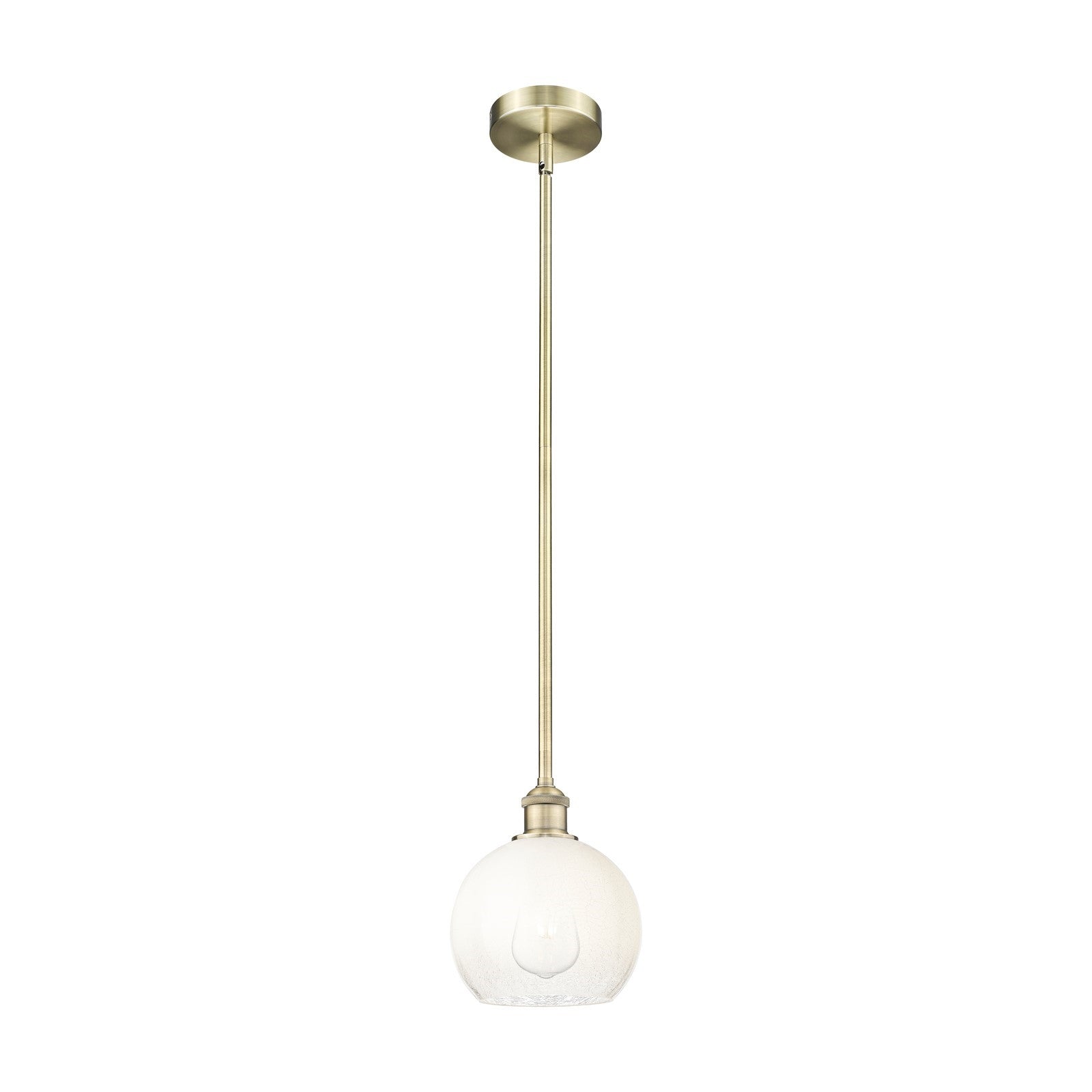 Innovations Brookhaven Globe 8in 1-Light Mini Pendant | Industrial Antique Brass Steel and Opal Glass | Kitchen Island | 7.88 x | Model 616-1S-AB-G483-8OP
