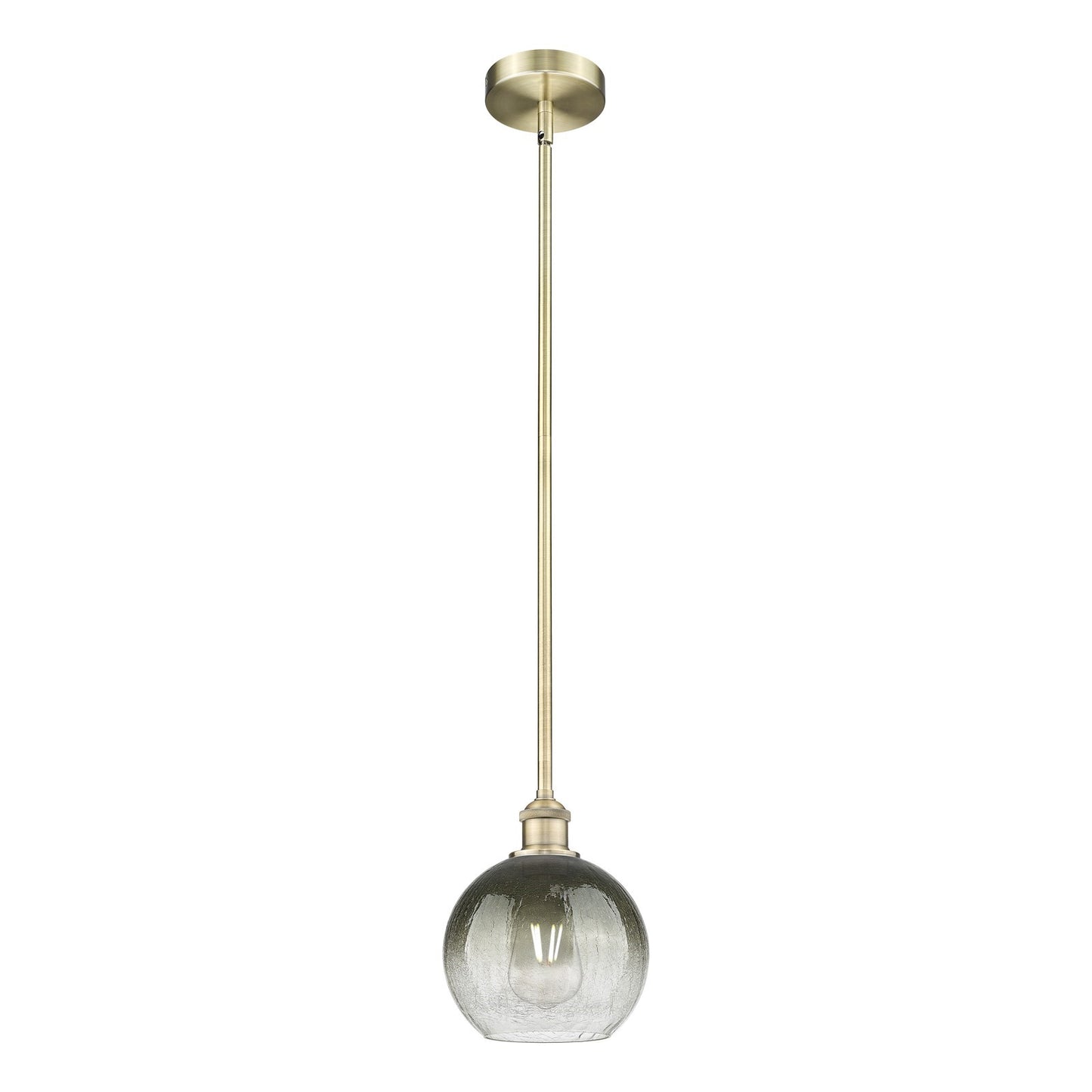 Innovations Brookhaven Globe 8in 1-Light Mini Pendant | Industrial Antique Brass Steel and Slate Glass | Kitchen Island & | Model 616-1S-AB-G483-8SL