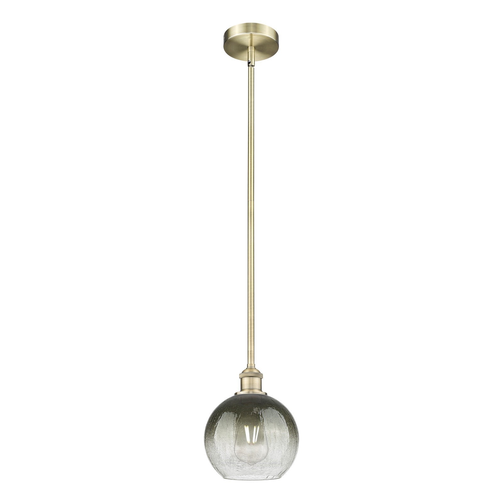 Innovations Brookhaven Globe 8in 1-Light Mini Pendant | Industrial Antique Brass Steel and Slate Glass | Kitchen Island & | Model 616-1S-AB-G483-8SL