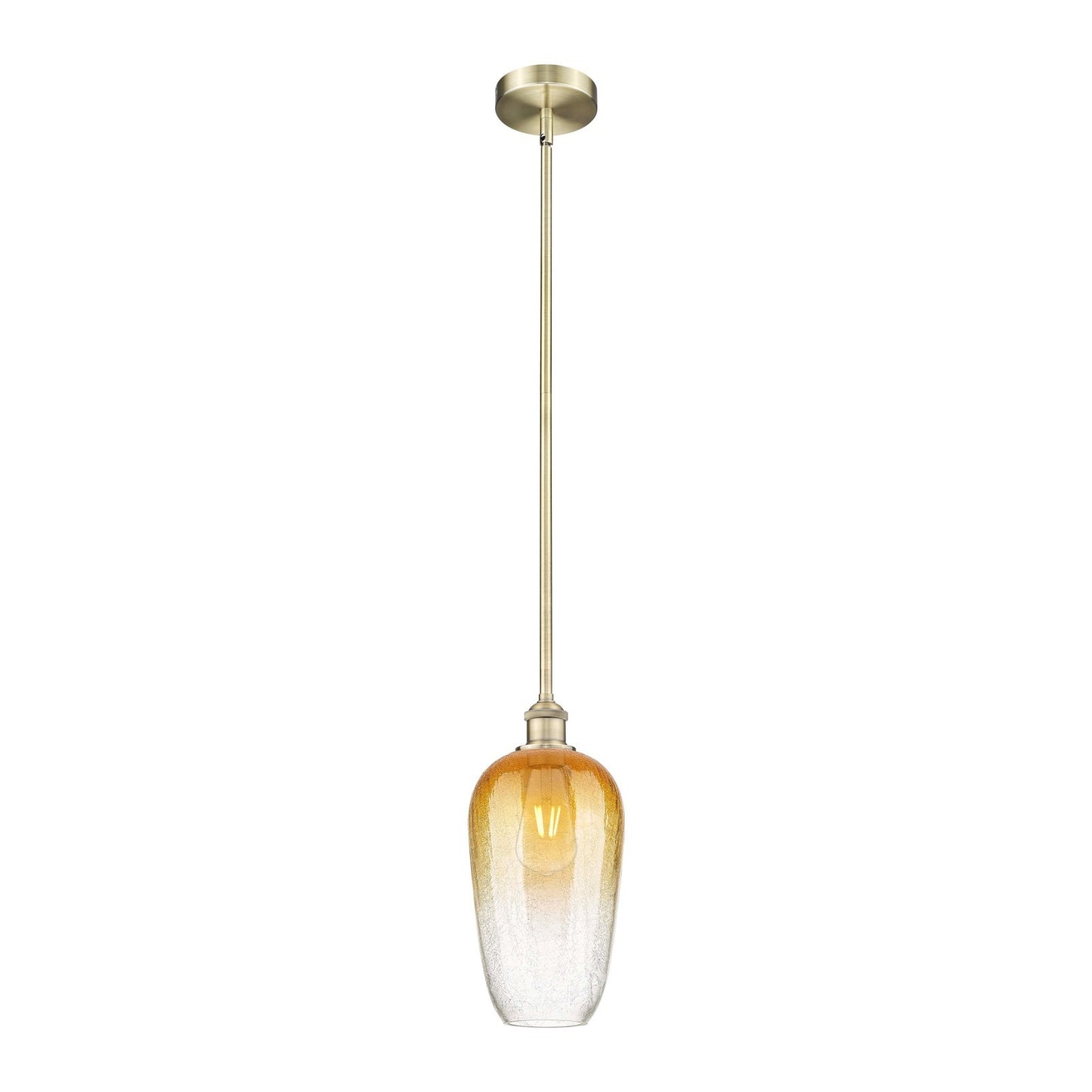 Innovations Brookhaven Flute 7in 1-Light Mini Pendant | Industrial Antique Brass and Amber Glass | Kitchen Island & Dining Room | Model 616-1S-AB-G484-7AM