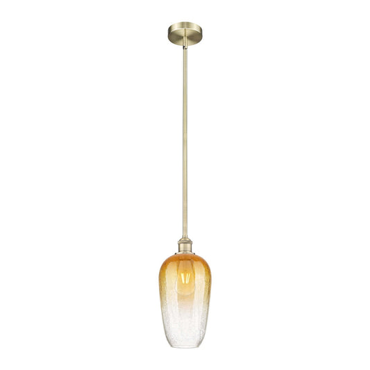 Innovations Brookhaven Flute 7in 1-Light Mini Pendant | Industrial Antique Brass and Amber Glass | Kitchen Island & Dining Room | Model 616-1S-AB-G484-7AM