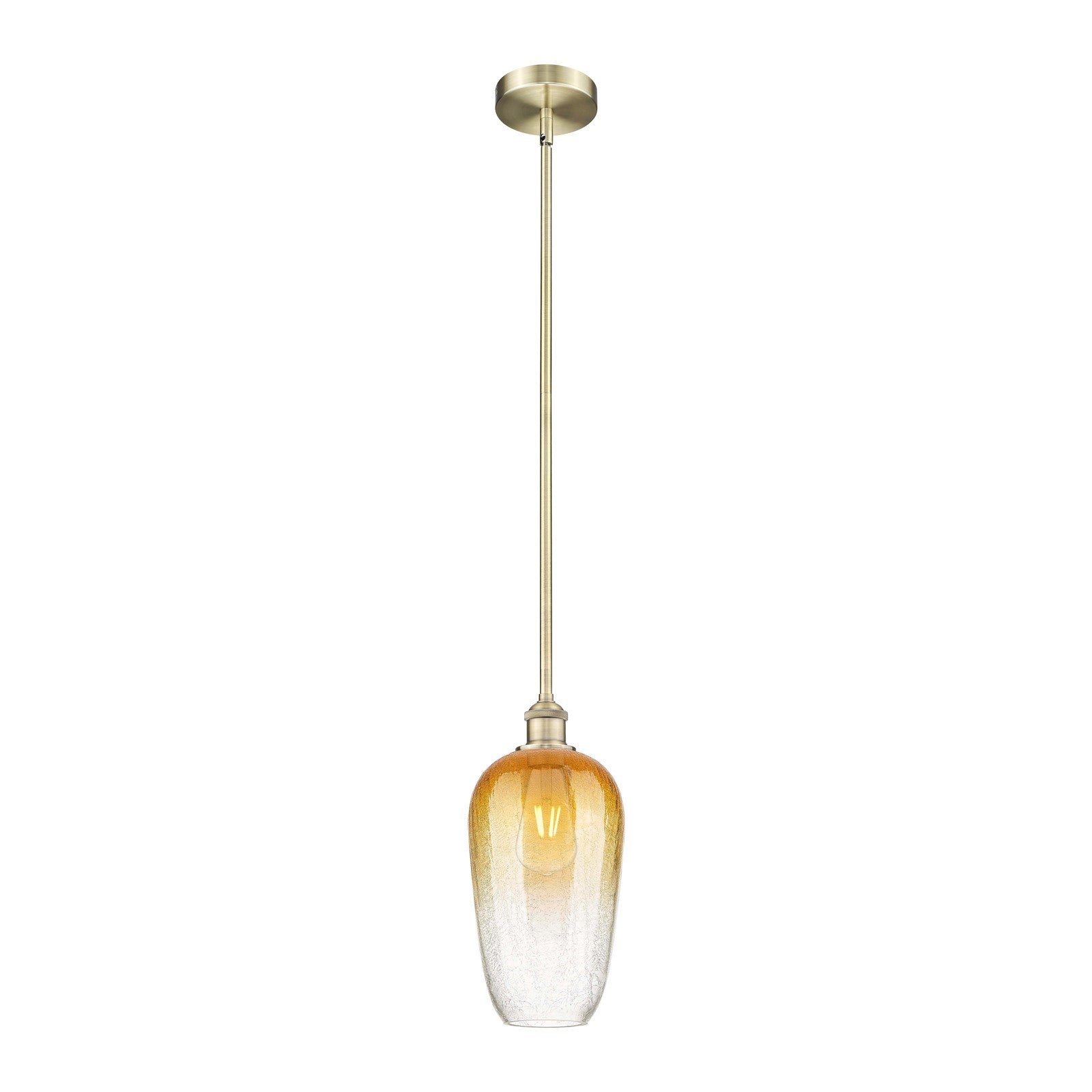 Innovations Brookhaven Flute 7in 1-Light Mini Pendant | Industrial Antique Brass and Amber Glass | Kitchen Island & Dining Room | Model 616-1S-AB-G484-7AM