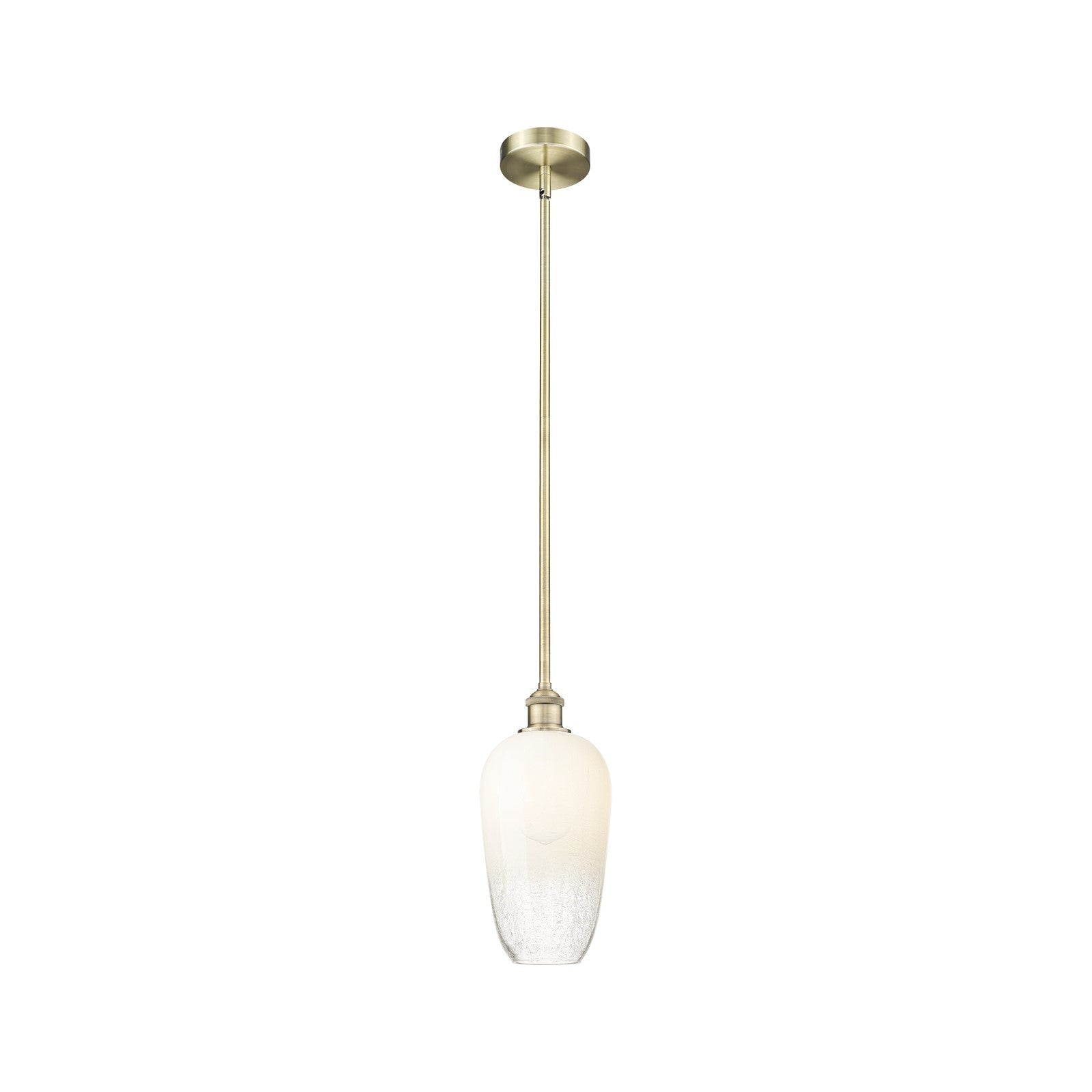 Innovations Brookhaven Flute 7in 1-Light Mini Pendant | Industrial Antique Brass Steel and Opal Glass | Kitchen Island & Dining | Model 616-1S-AB-G484-7OP
