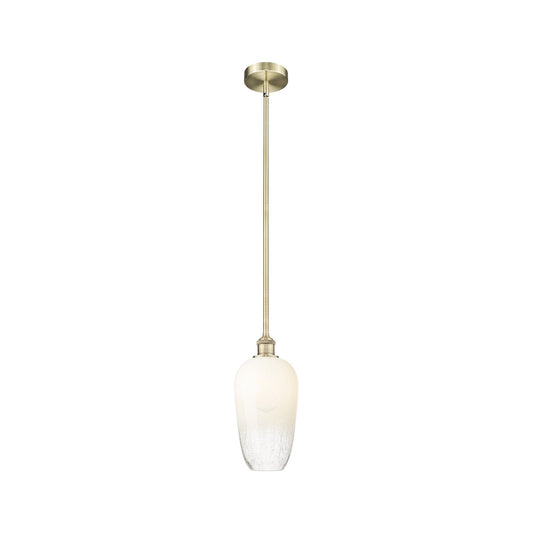 Innovations Brookhaven Flute 7in 1-Light Mini Pendant | Industrial Antique Brass Steel and Opal Glass | Kitchen Island & Dining | Model 616-1S-AB-G484-7OP