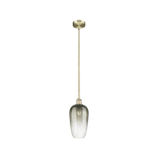 Innovations Brookhaven Flute 7in 1-Light Mini Pendant | Industrial Antique Brass Steel and Slate Glass | Kitchen Island & | Model 616-1S-AB-G484-7SL