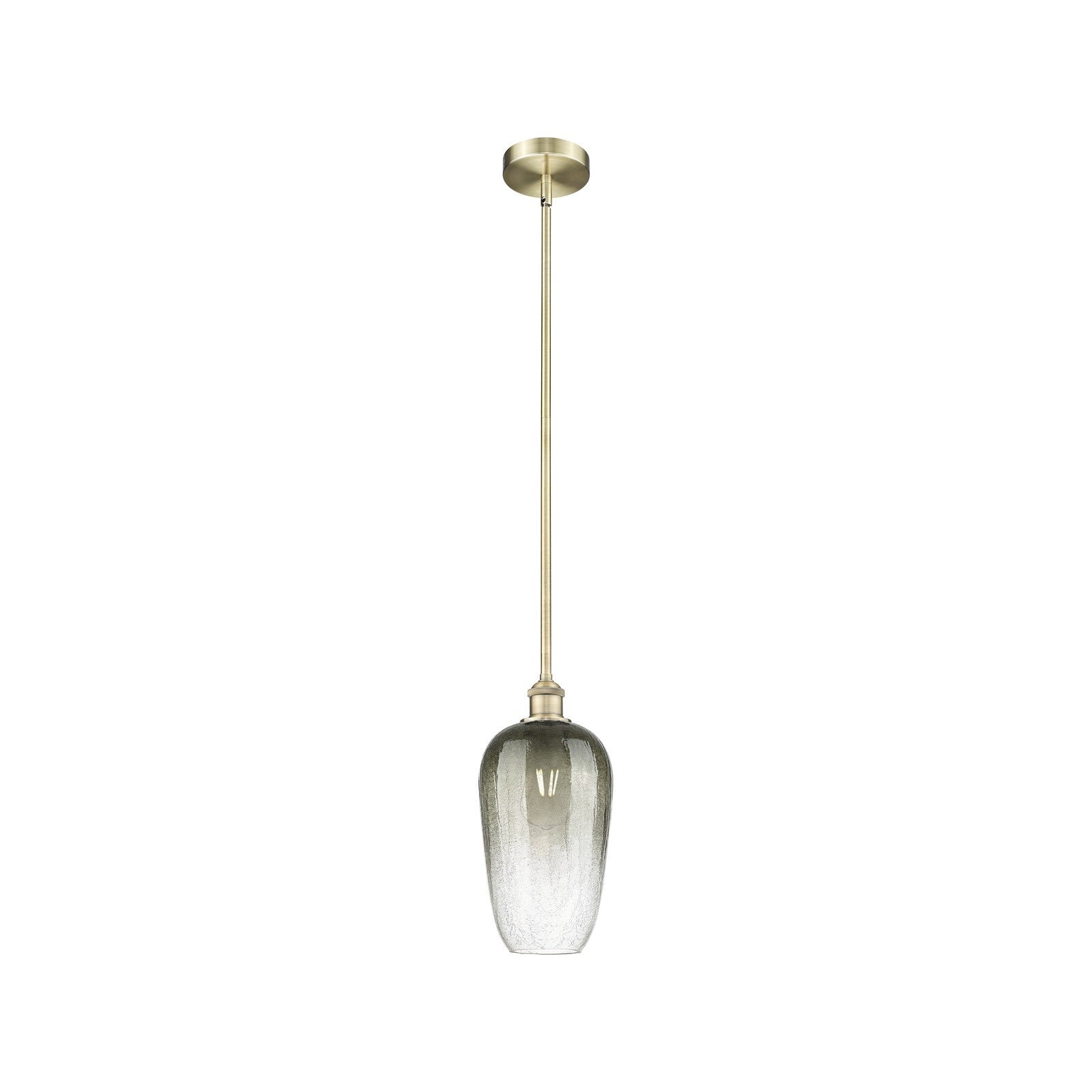 Innovations Brookhaven Flute 7in 1-Light Mini Pendant | Industrial Antique Brass Steel and Slate Glass | Kitchen Island & | Model 616-1S-AB-G484-7SL