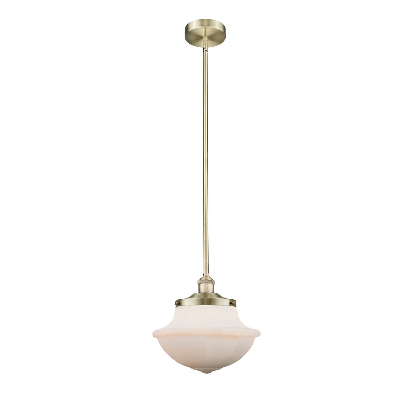 Innovations Oxford 12in 1-Light Mini Pendant | Industrial Antique Brass and Matte White Frosted Glass | Kitchen Island & Dining | Model 616-1S-AB-G541