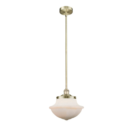 Innovations Oxford 12in 1-Light Mini Pendant | Industrial Antique Brass and Matte White Frosted Glass | Kitchen Island & Dining | Model 616-1S-AB-G541