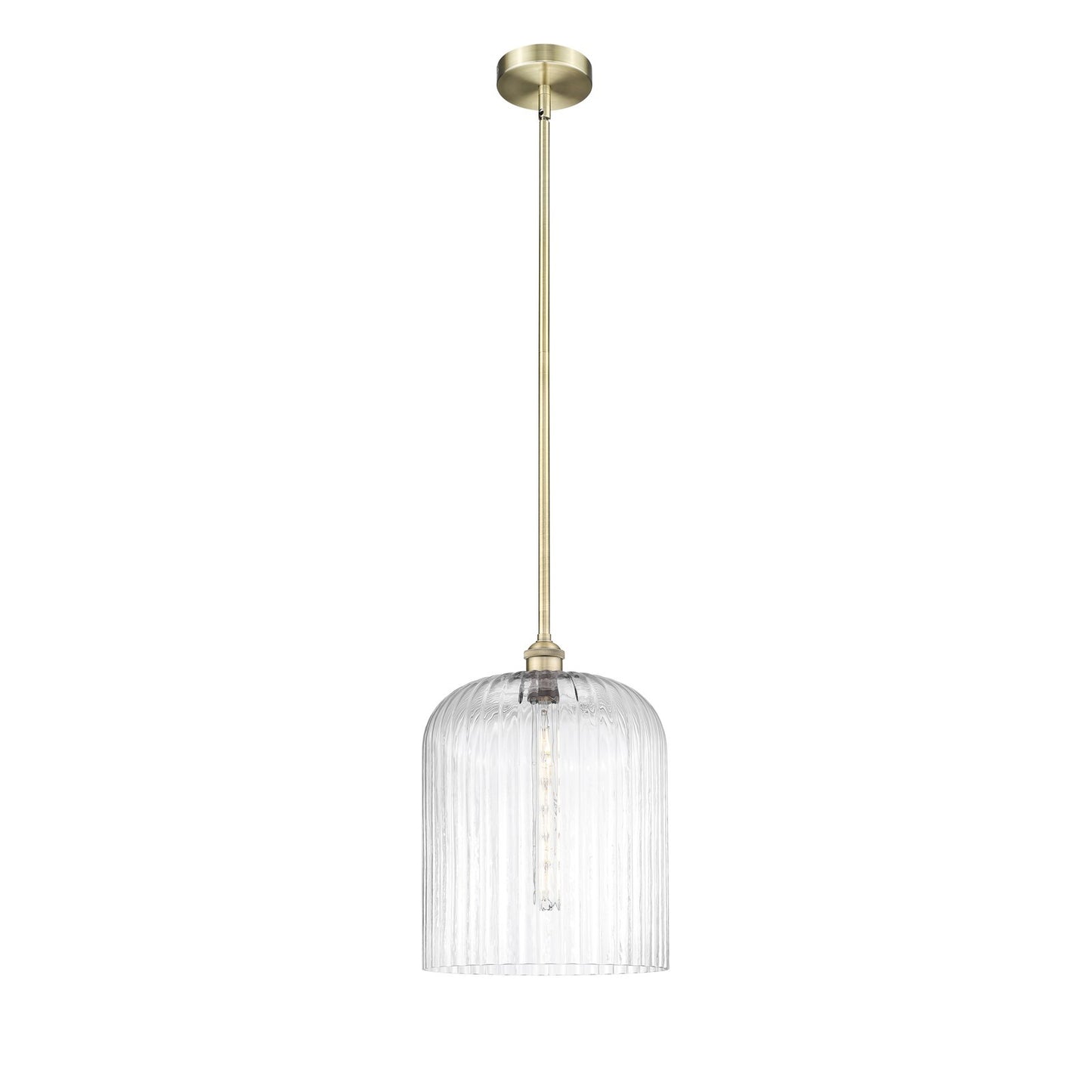 Innovations Bridal Veil 5in 1-Light Mini Pendant | Art Nouveau Antique Brass and Clear Ribbed Glass | Kitchen Island & Dining | Model 616-1S-AB-G559-12CL