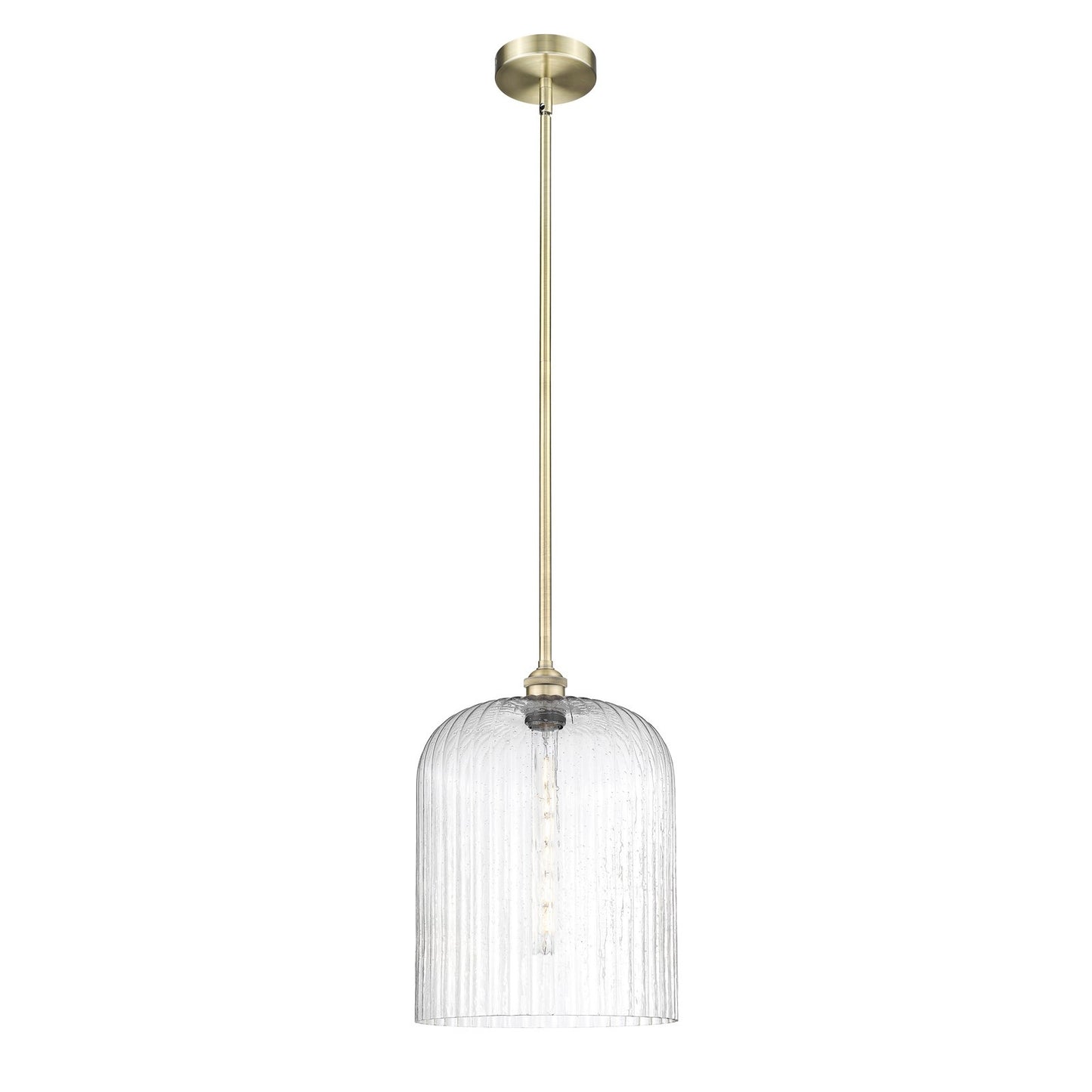 Innovations Bridal Veil 5in 1-Light Mini Pendant | Art Nouveau Antique Brass Steel and Seedy Ribbed Glass | Kitchen Island & | Model 616-1S-AB-G559-12SDY