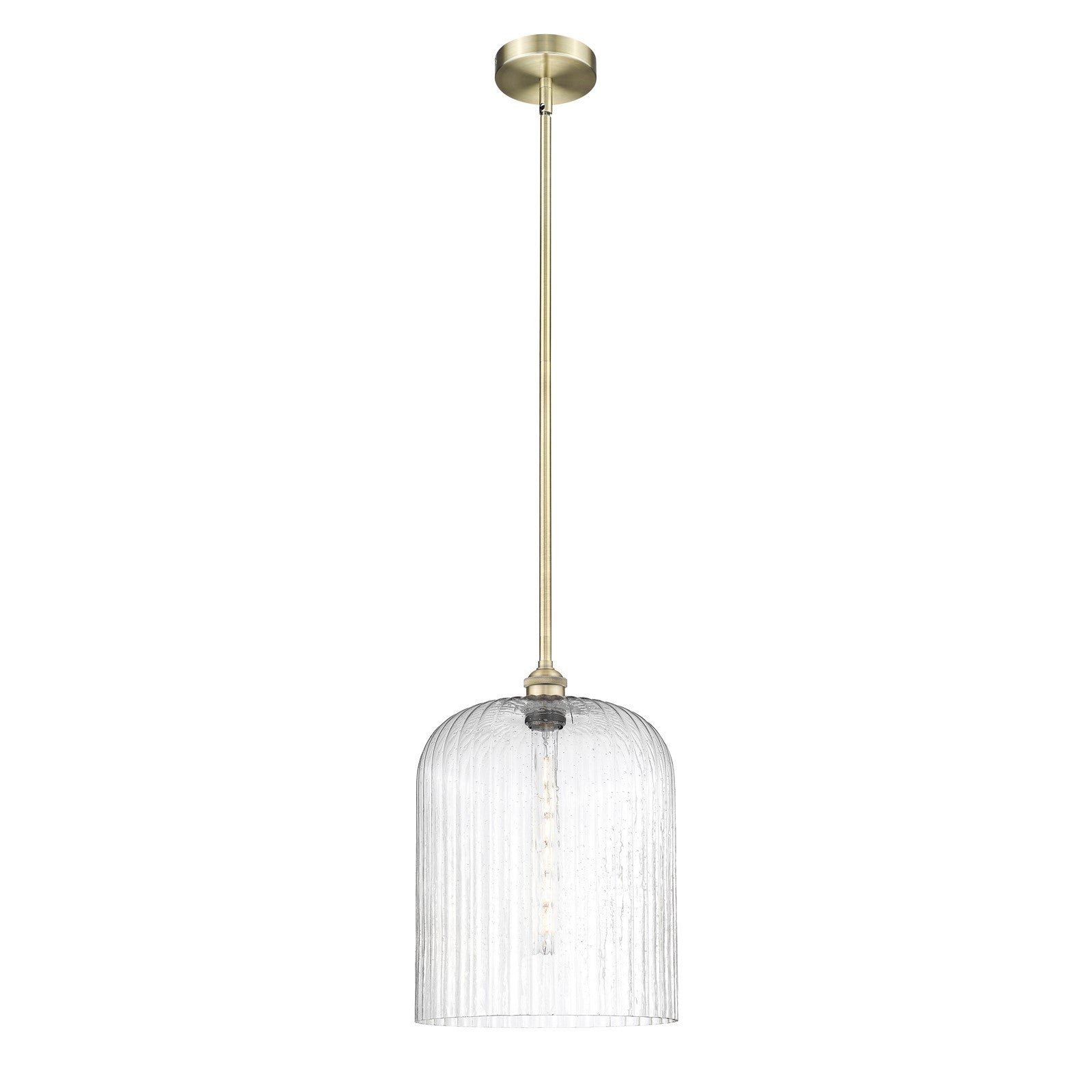 Innovations Bridal Veil 5in 1-Light Mini Pendant | Art Nouveau Antique Brass Steel and Seedy Ribbed Glass | Kitchen Island & | Model 616-1S-AB-G559-12SDY