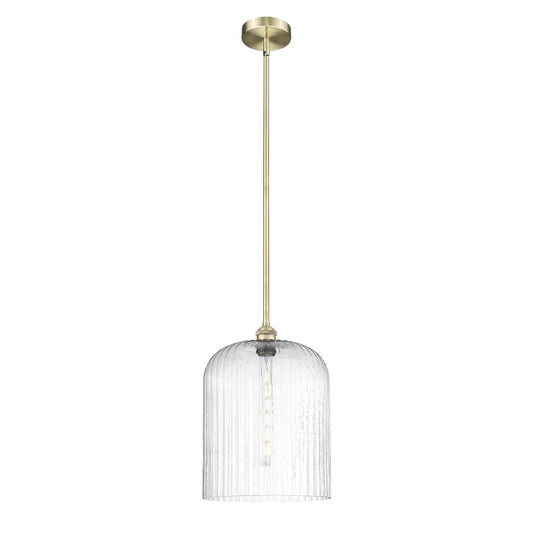 Innovations Bridal Veil 5in 1-Light Mini Pendant | Art Nouveau Antique Brass Steel and Seedy Ribbed Glass | Kitchen Island & | Model 616-1S-AB-G559-12SDY
