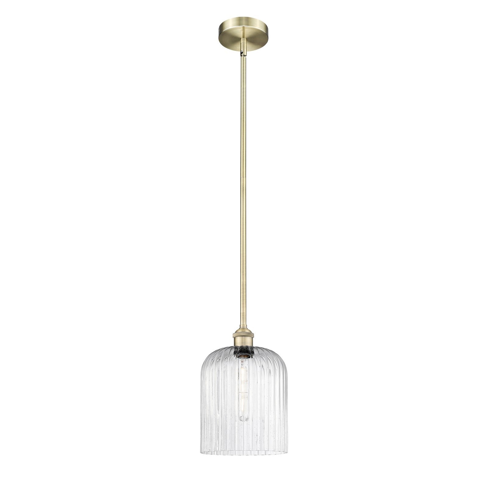Innovations Bridal Veil 5in 1-Light Mini Pendant | Art Nouveau Antique Brass Steel and Seedy Ribbed Glass | Kitchen Island & | Model 616-1S-AB-G559-8SDY