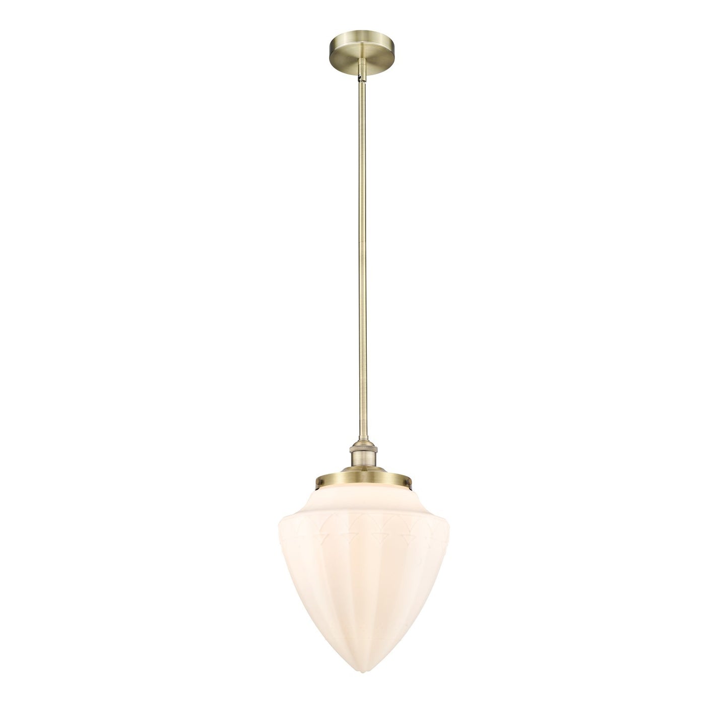Innovations Bridgeton 12in 1-Light Mini Pendant | Traditional Antique Brass Steel and Matte White Frosted Glass | Kitchen Island | Model 616-1S-AB-G661-12