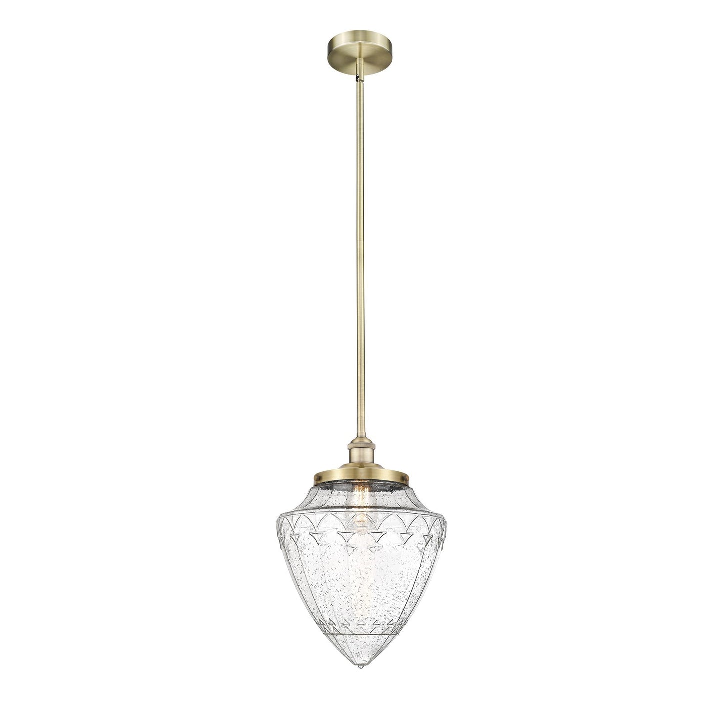 Innovations Bridgeton 12in 1-Light Mini Pendant | Traditional Antique Brass Steel and Seedy Glass | Kitchen Island & Dining Room | Model 616-1S-AB-G664-12