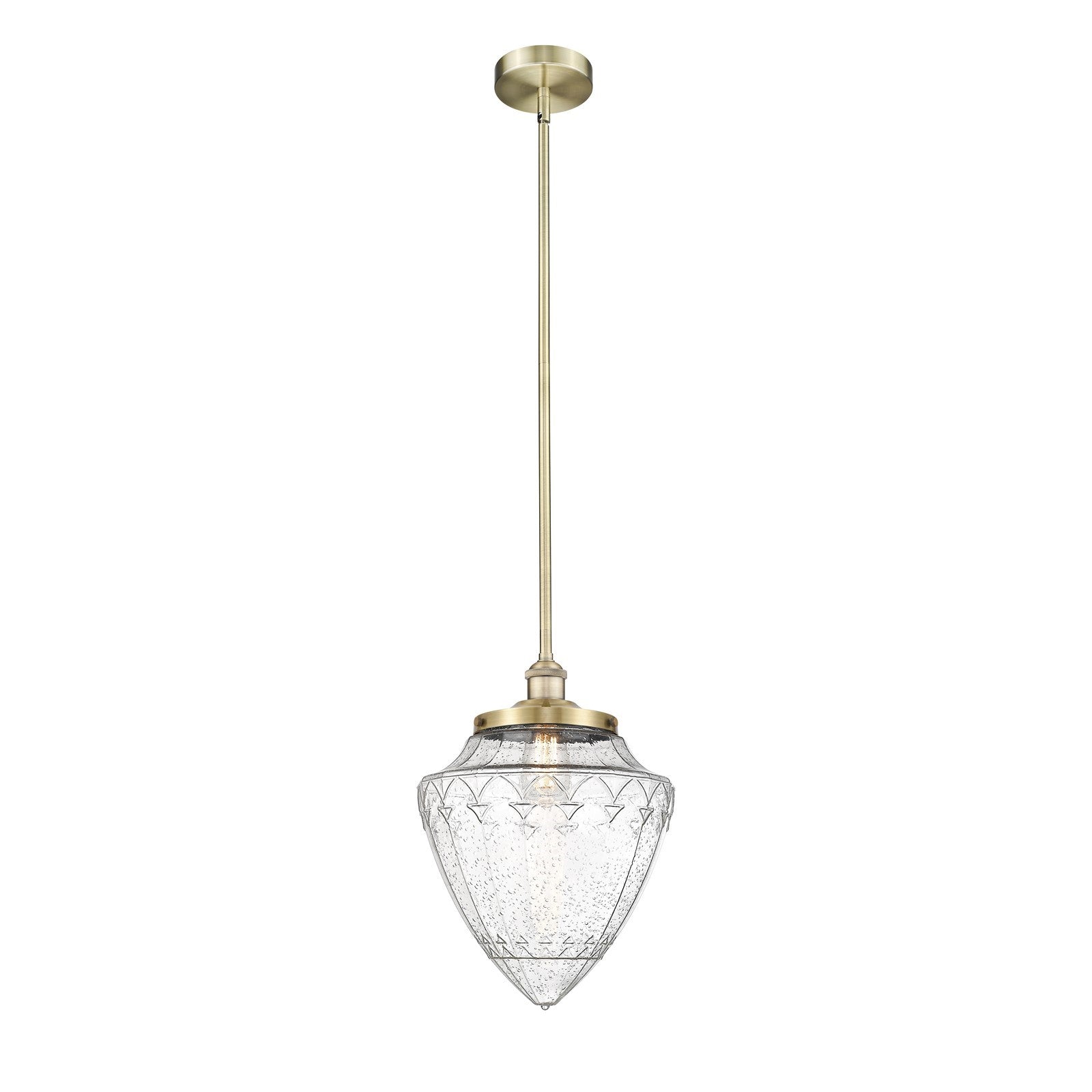 Innovations Bridgeton 12in 1-Light Mini Pendant | Traditional Antique Brass Steel and Seedy Glass | Kitchen Island & Dining Room | Model 616-1S-AB-G664-12
