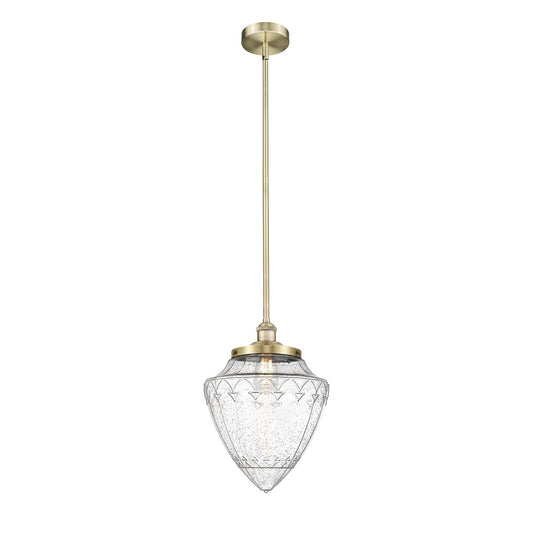 Innovations Bridgeton 12in 1-Light Mini Pendant | Traditional Antique Brass Steel and Seedy Glass | Kitchen Island & Dining Room | Model 616-1S-AB-G664-12