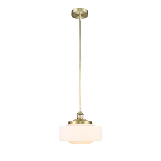 Innovations Bridgeton 12in 1-Light Mini Pendant | Traditional Antique Brass and Matte White Frosted Glass | Kitchen Island & | Model 616-1S-AB-G691-12