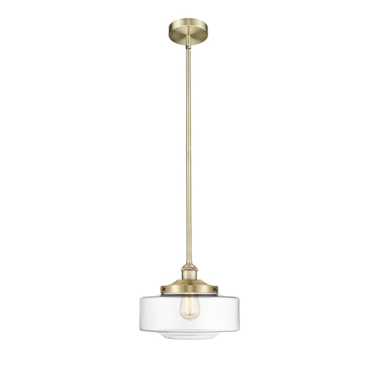 Innovations Bridgeton 12in 1-Light Mini Pendant | Traditional Antique Brass and Clear Glass | Kitchen Island & Dining Room | Model 616-1S-AB-G692-12