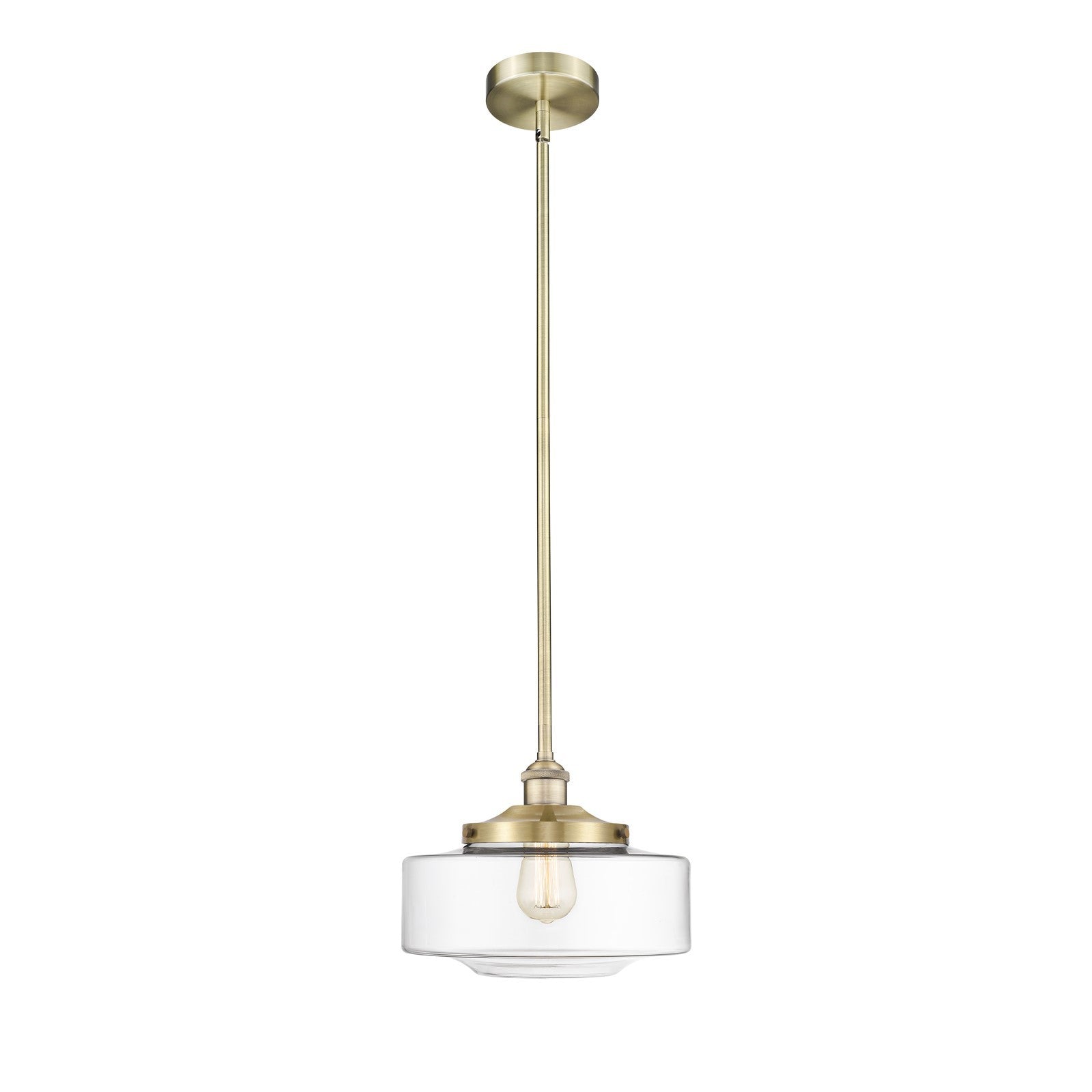 Innovations Bridgeton 12in 1-Light Mini Pendant | Traditional Antique Brass and Clear Glass | Kitchen Island & Dining Room | Model 616-1S-AB-G692-12