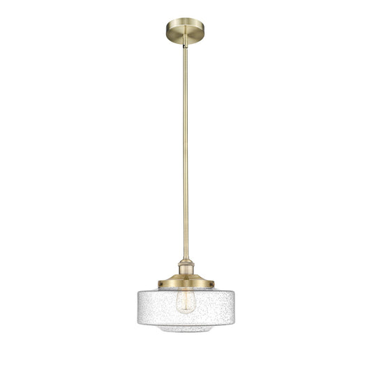 Innovations Bridgeton 12in 1-Light Mini Pendant | Traditional Antique Brass Steel and Seedy Glass | Kitchen Island & Dining Room | Model 616-1S-AB-G694-12