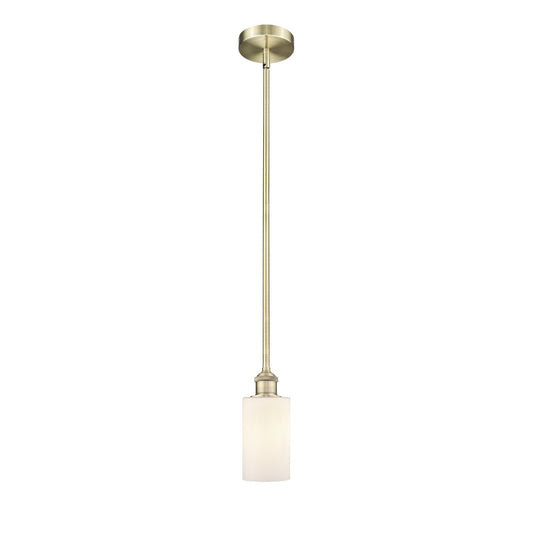 Innovations Clymer 4in 1-Light Mini Pendant | Art Nouveau Antique Brass and Matte White Glass | Kitchen Island & Dining Room | 3.88 | Model 616-1S-AB-G801