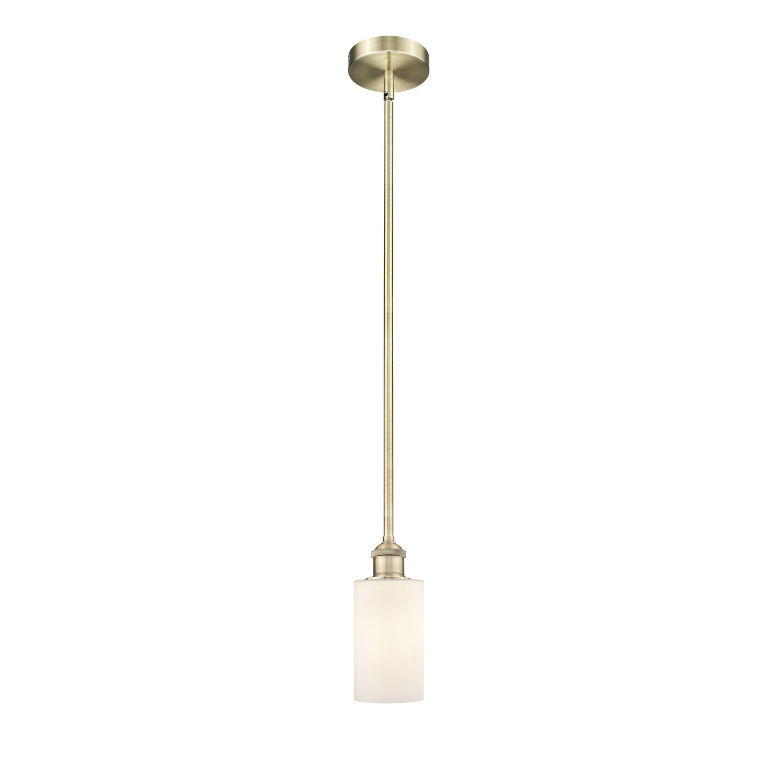 Innovations Clymer 1-Light Mini Pendant | Art Nouveau Antique Brass and Matte White Glass | Kitchen Island & Dining Room | Model 616-1S-AB-G801-LED