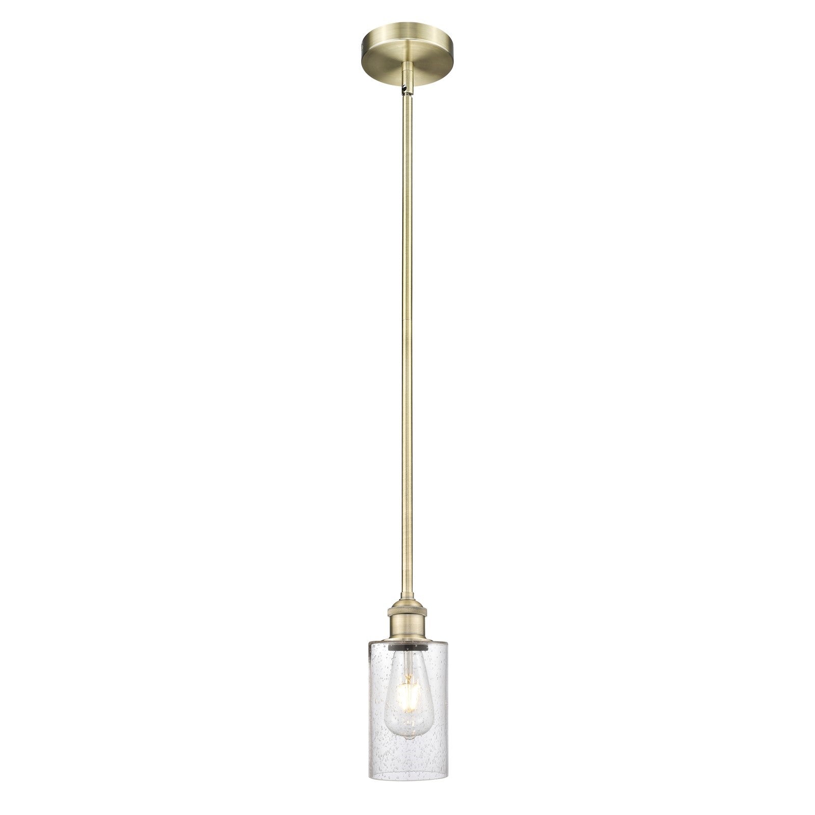 Innovations Clymer 4in 1-Light Mini Pendant | Art Nouveau Antique Brass Steel and Seedy Glass | Kitchen Island & Dining Room | 3.88 | Model 616-1S-AB-G804