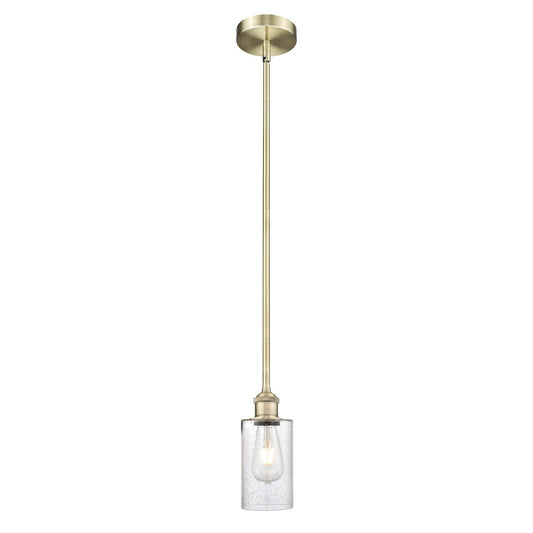 Innovations Clymer 4in 1-Light Mini Pendant | Art Nouveau Antique Brass Steel and Seedy Glass | Kitchen Island & Dining Room | 3.88 | Model 616-1S-AB-G804