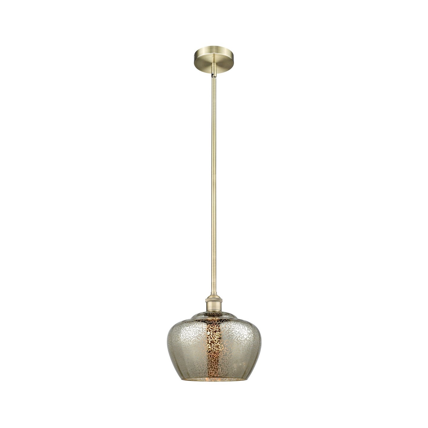 Innovations Fenton 11in 1-Light Mini Pendant | Industrial Antique Brass Steel and Mercury Ribbed Glass | Kitchen Island & Dining | Model 616-1S-AB-G96-L