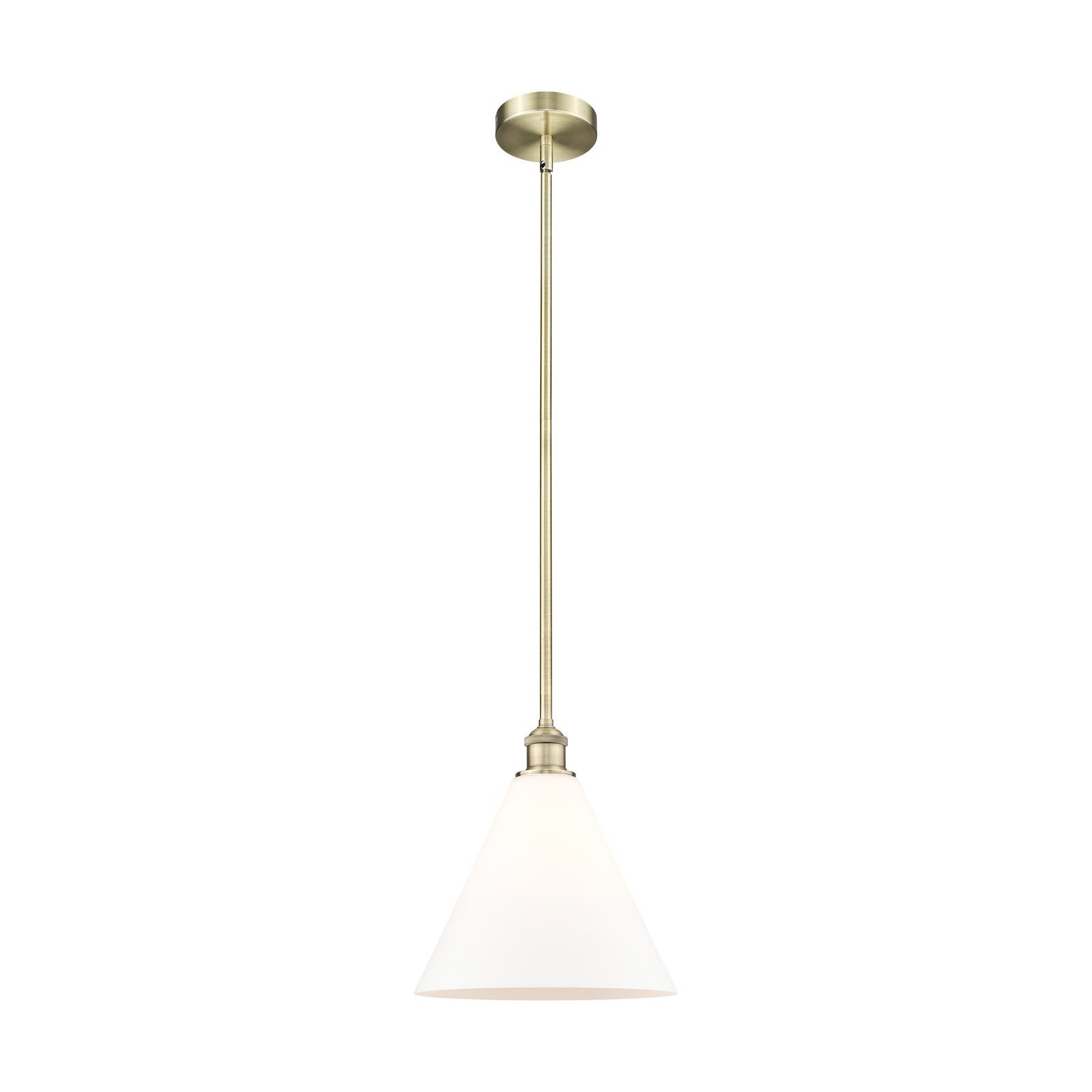 Innovations Berkshire 12in 1-Light Mini Pendant | Industrial Antique Brass Steel and Matte White Glass | Kitchen Island & Dining | Model 616-1S-AB-GBC-121