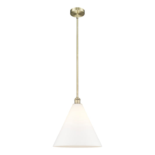 Innovations Berkshire 16in 1-Light Pendant | Industrial Antique Brass Steel and Matte White Glass | Kitchen Island & Dining Room | Model 616-1S-AB-GBC-161