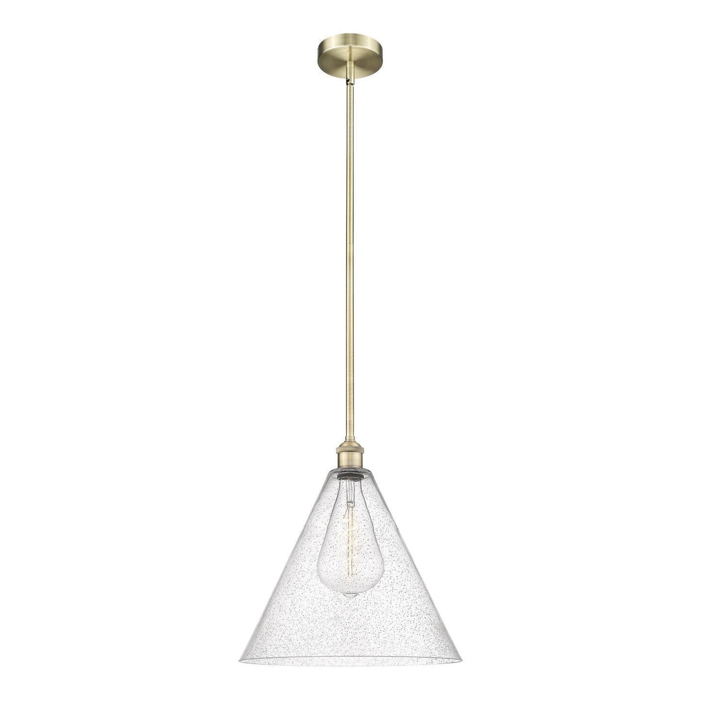 Innovations Berkshire 16in 1-Light Pendant | Industrial Antique Brass Steel and Seedy Glass | Kitchen Island & Dining Room | 16 | Model 616-1S-AB-GBC-164