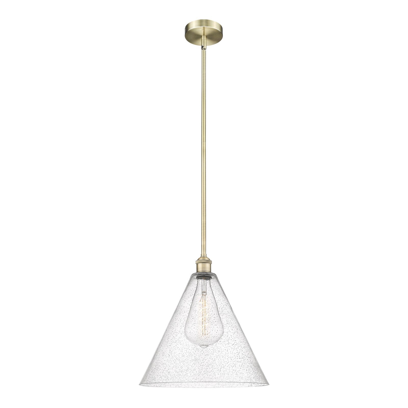 Innovations Berkshire 16in 1-Light Pendant | Industrial Antique Brass Steel and Seedy Glass | Kitchen Island & Dining Room | 16 | Model 616-1S-AB-GBC-164