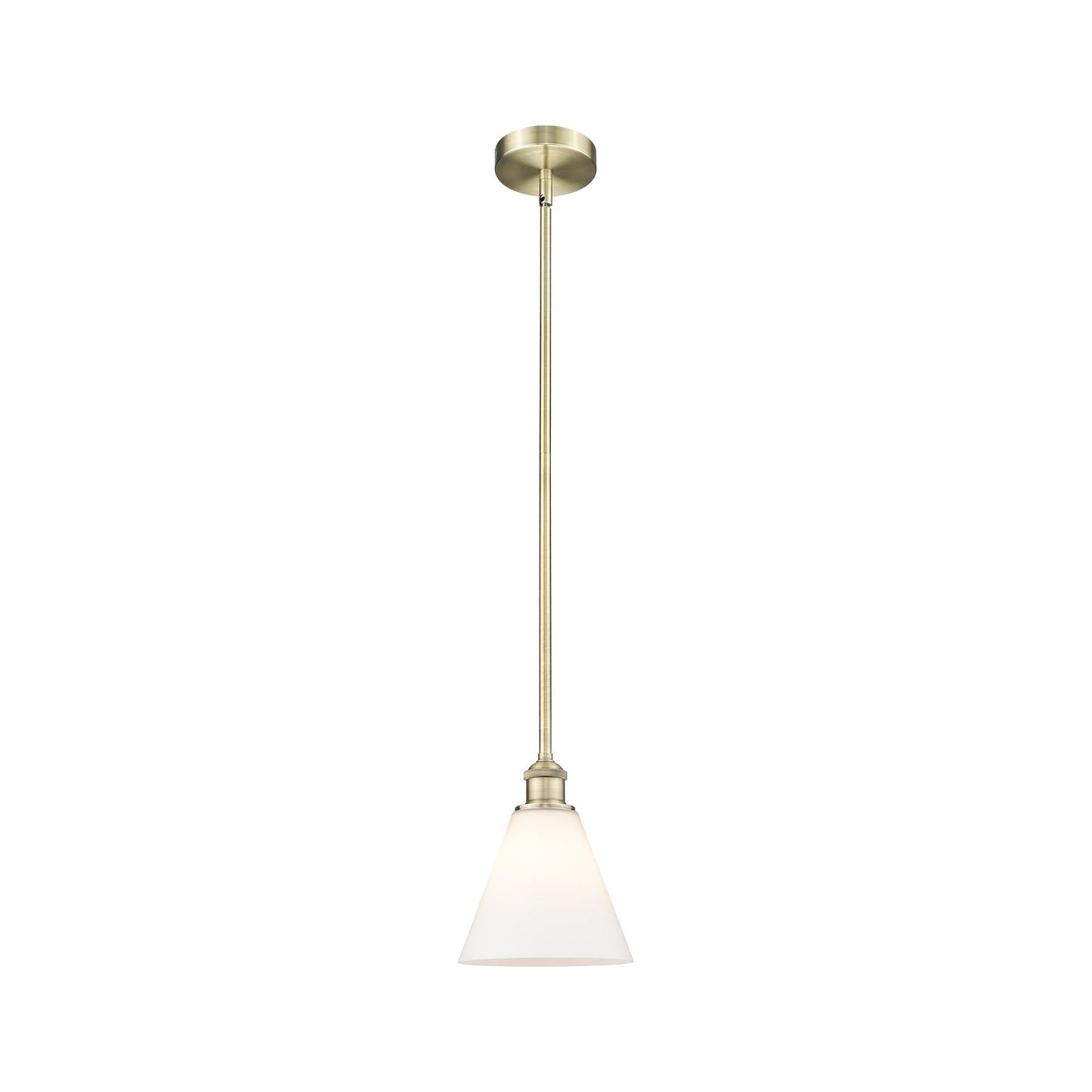 Innovations Berkshire Glass 8in 1-Light Mini Pendant | Industrial Antique Brass Steel and Matte White Glass | Kitchen Island | Model 616-1S-AB-GBC-81-LED