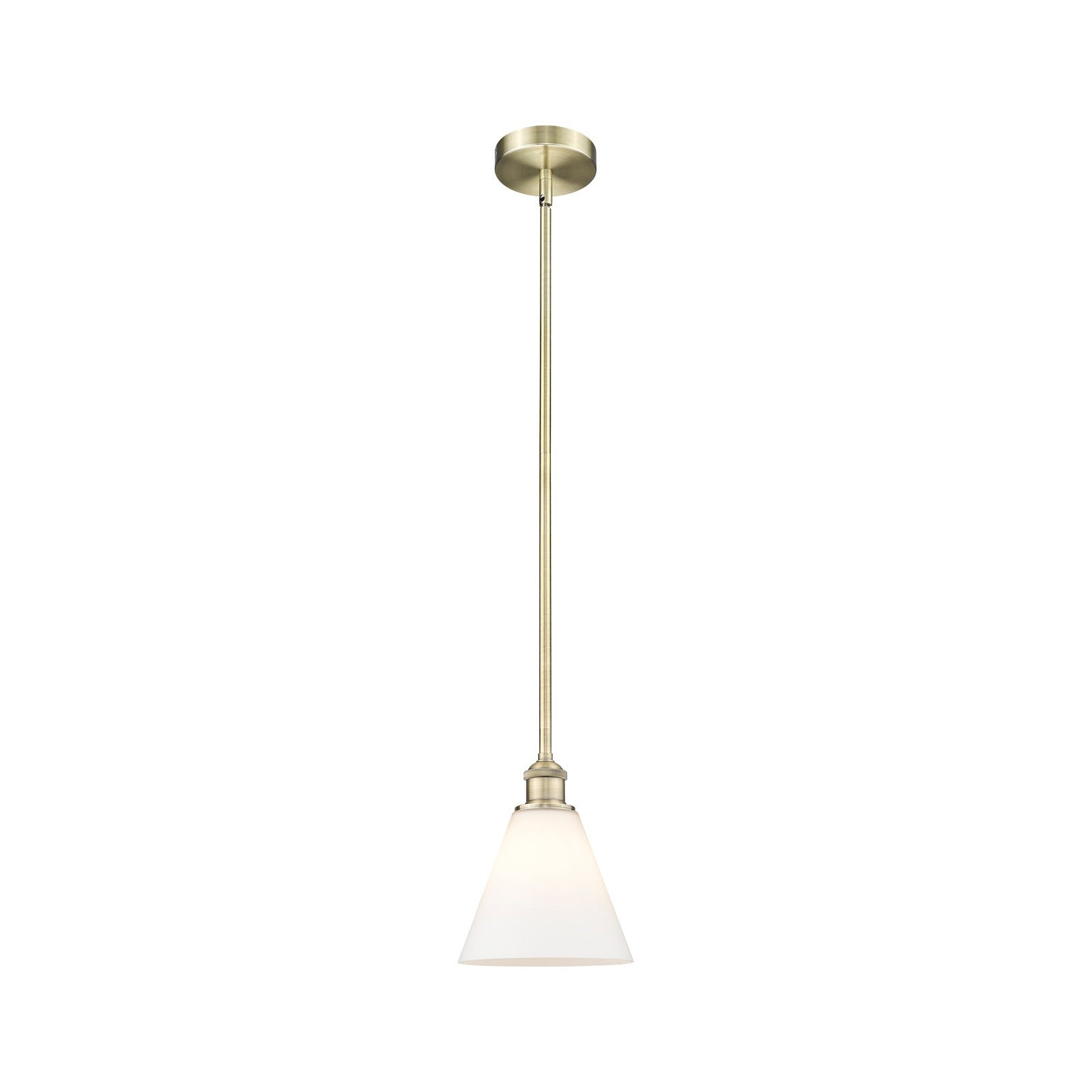 Innovations Berkshire Glass 8in 1-Light Mini Pendant | Industrial Antique Brass Steel and Matte White Glass | Kitchen Island | Model 616-1S-AB-GBC-81-LED