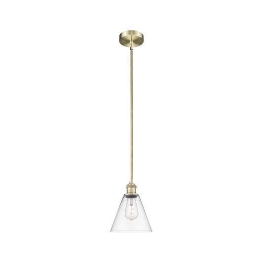 Innovations Berkshire Glass 8in 1-Light Mini Pendant | Industrial Antique Brass Steel and Clear Glass | Kitchen Island & Dining | Model 616-1S-AB-GBC-82