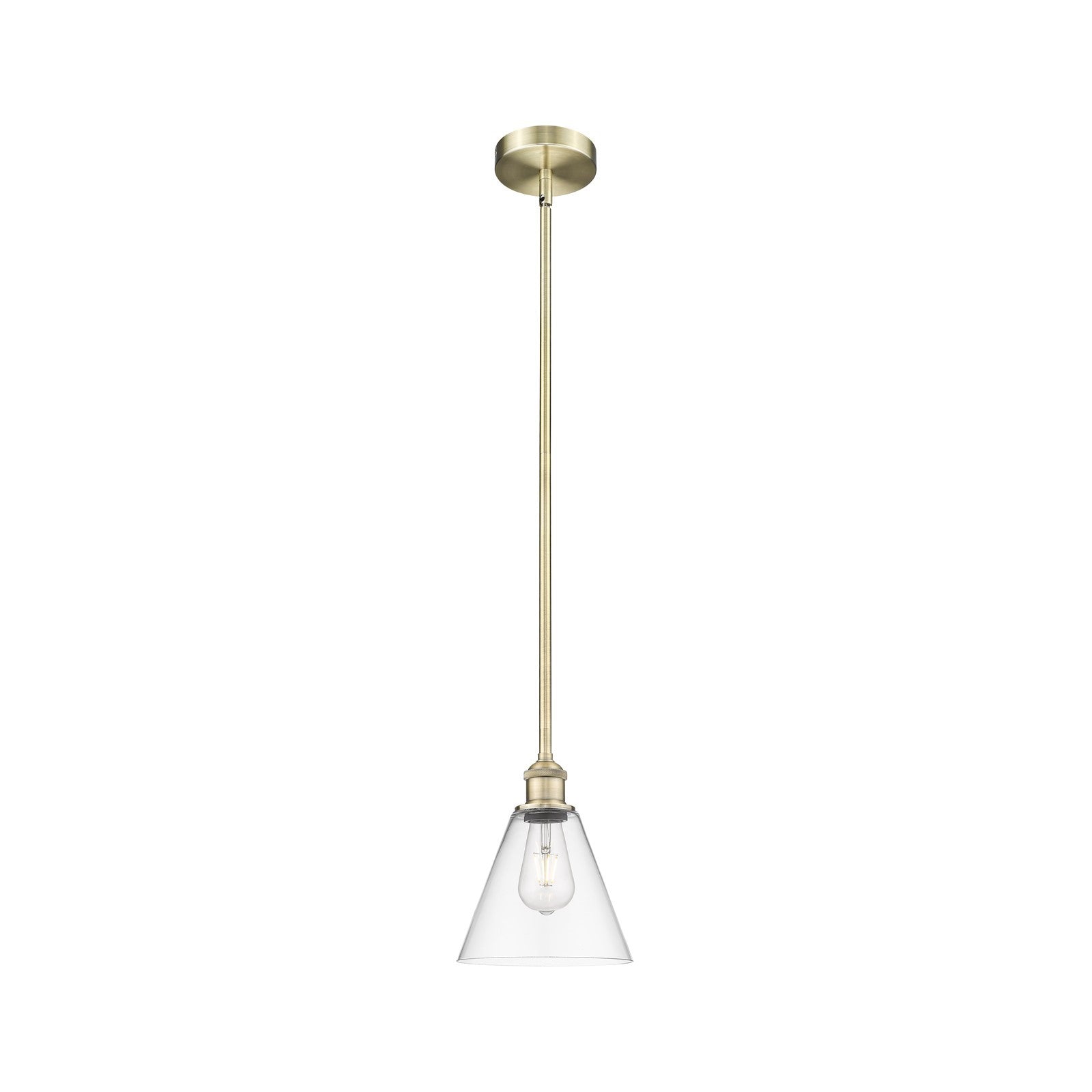 Innovations Berkshire 8in 1-Light Mini Pendant | Industrial Antique Brass Steel and Clear Glass | Kitchen Island & Dining | Model 616-1S-AB-GBC-82-LED