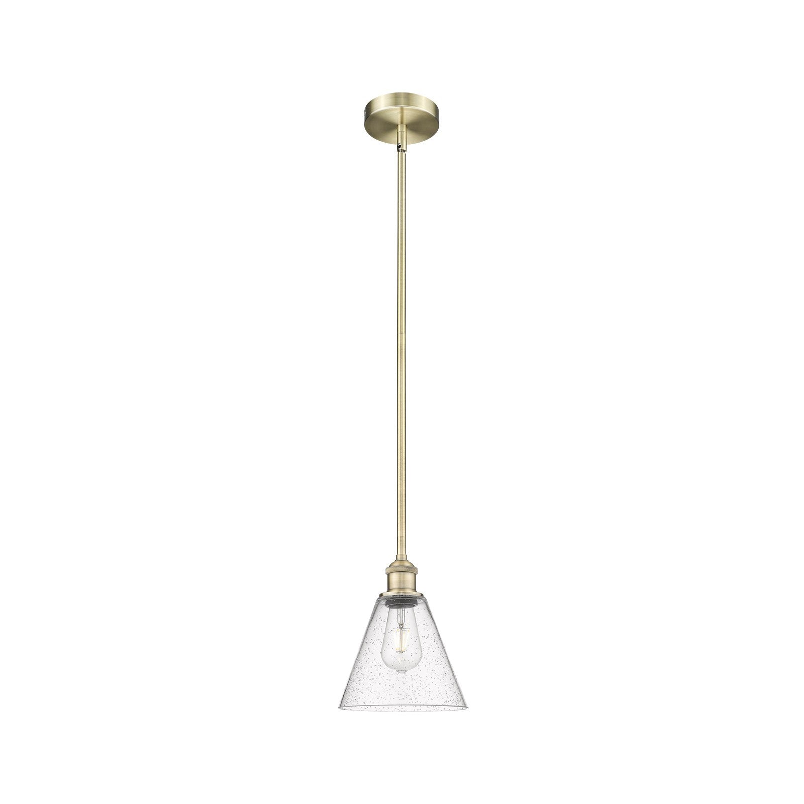 Innovations Berkshire Glass 8in 1-Light Mini Pendant | Industrial Antique Brass Steel and Seedy Glass | Kitchen Island & Dining | Model 616-1S-AB-GBC-84