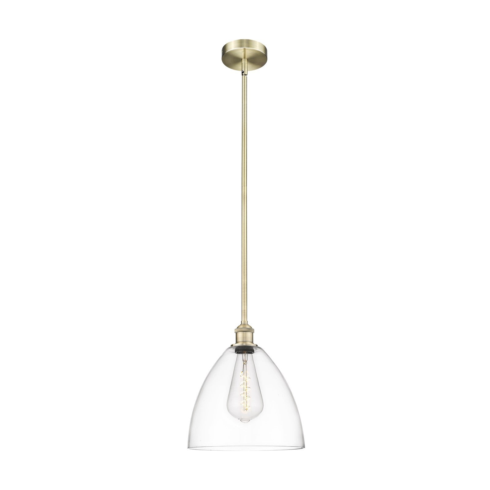Innovations Bristol 12in 1-Light Mini Pendant | Industrial Antique Brass Steel and Clear Glass | Kitchen Island & Dining Room | Model 616-1S-AB-GBD-122