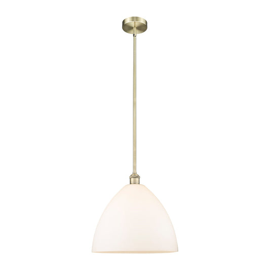 Innovations Bristol 16in 1-Light Pendant | Industrial Antique Brass Steel and Matte White Glass | Kitchen Island & Dining Room | Model 616-1S-AB-GBD-161